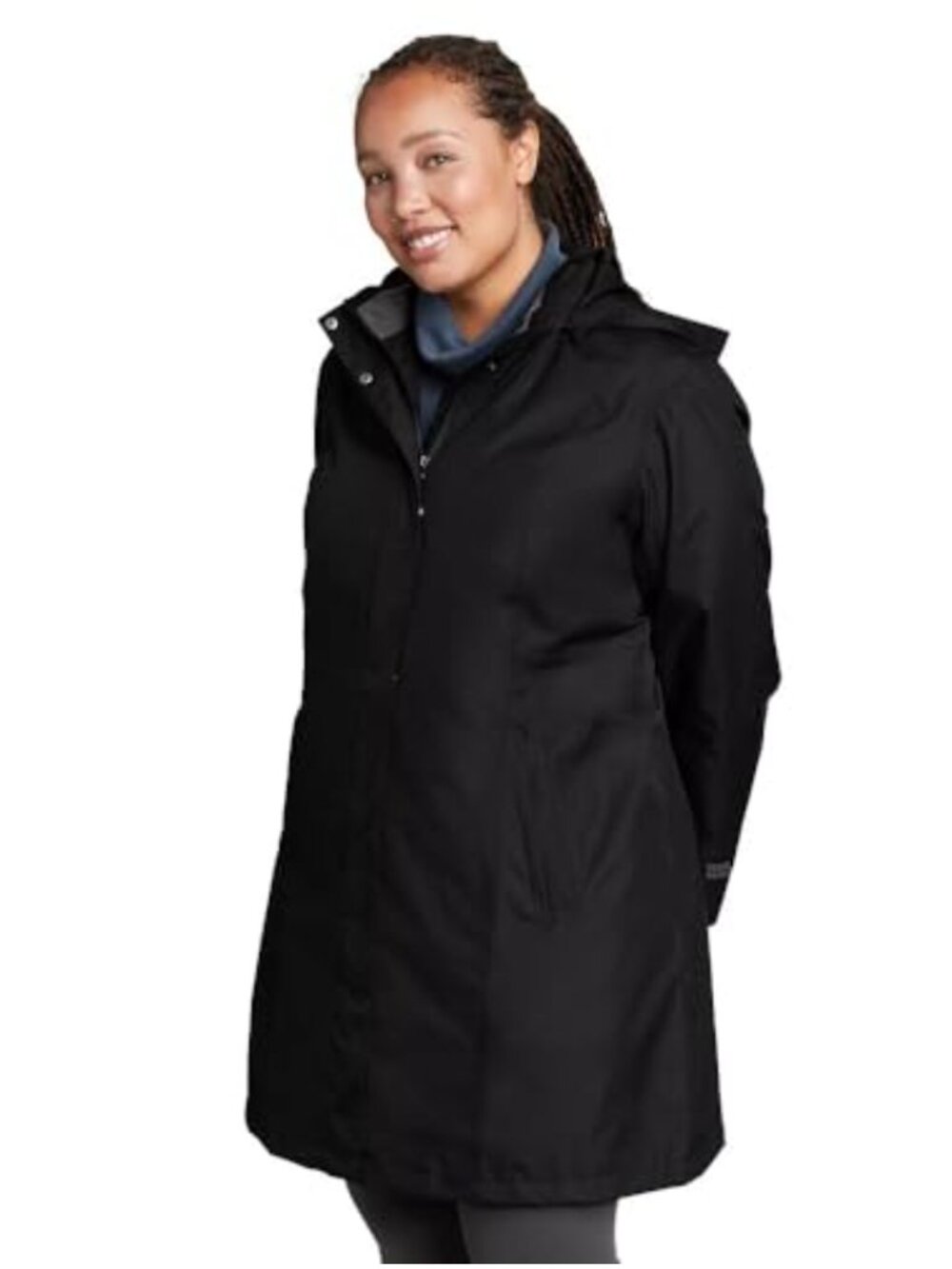 Women's Hooded Waterproof Trench Coat with Removable Hood